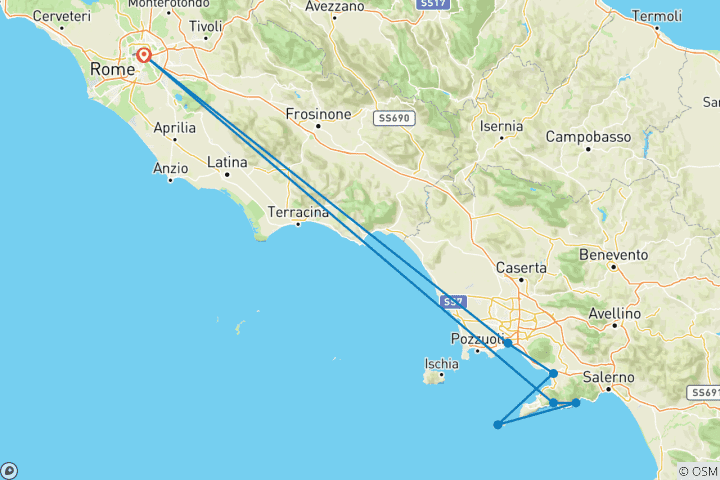 Carte du circuit Évasion italienne (27-35 ans)