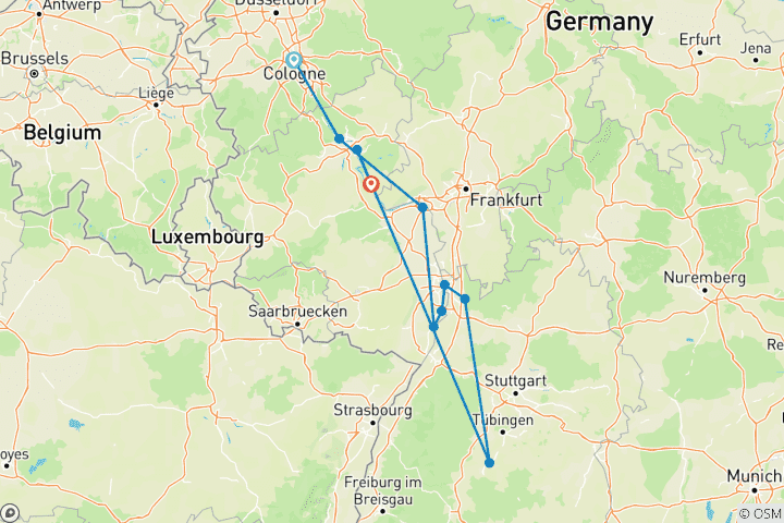 Map of Croisière sur le Rhin et la Moselle - Cologne