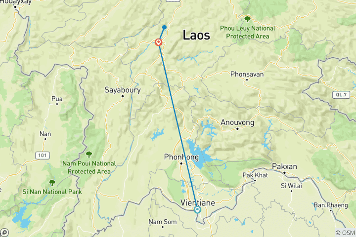 Kaart van BEST DEAL: 4-Daagse Laos Vientiane & Luang Prabang Schat - VOLLEDIGE Activiteiten