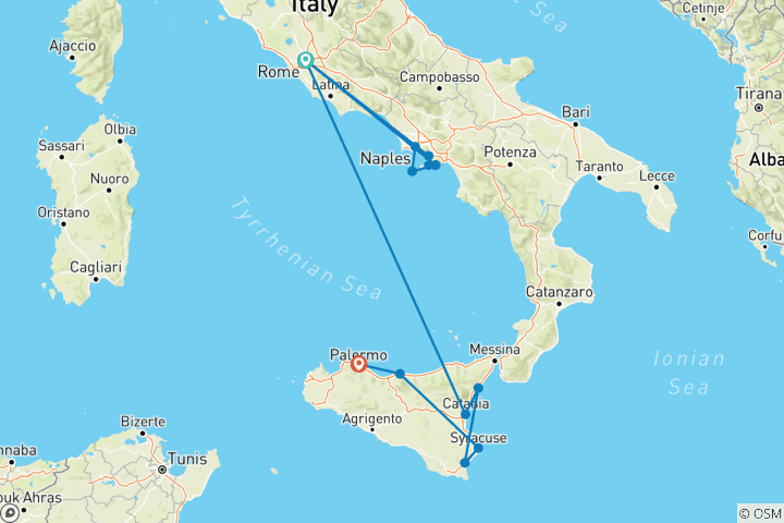 Map of Italian Escape and Sicily (Age 27 To 35)