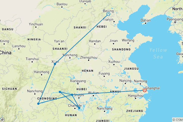 Karte von Klassisches China mit Jangtse