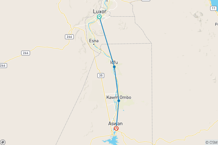 Carte du circuit Croisière luxueuse de 4 nuits sur le Nil (Louxor-Assouan)