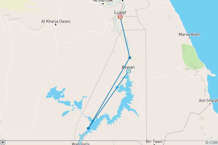 Karte von 4-tägige 5-Sterne-Deluxe-Nilkreuzfahrt mit Abu Simbe und Ballonfahrt