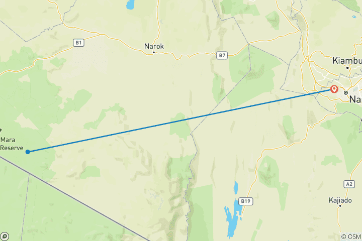 Karte von Maasai Mara Flug-Safari - 2 Tage