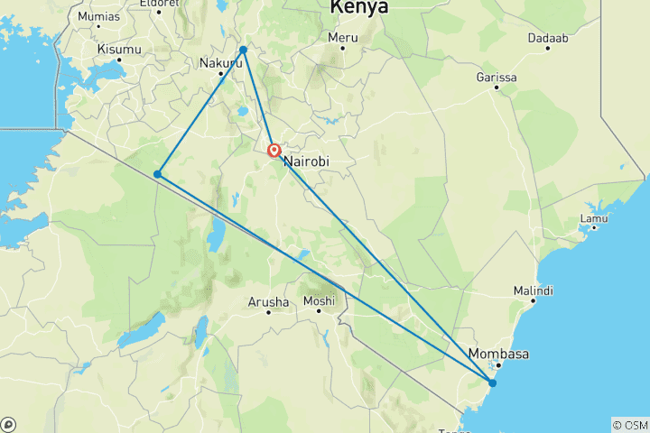 Carte du circuit VOYAGES CLASSIQUES KIFARU ET SAFARI PLAGE