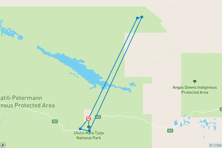 Map of Uluru Tour with Kata Tjuta & Kings Canyon - Eco Tent (Yulara to Yulara)