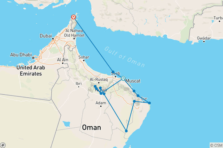Carte du circuit VOYAGE ORGANISÉ DANS LES JOYAUX D'OMAN