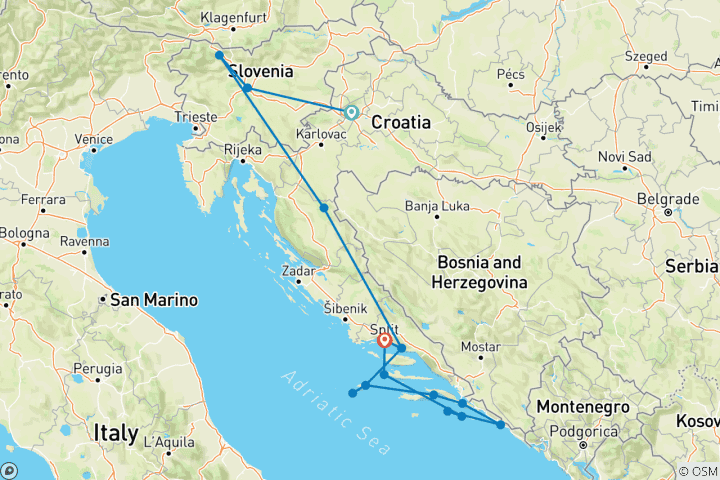 Map of Croatia Land & Sea