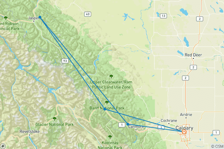 Kaart van Grand Hotels van de Canadese Rockies: Banff, Jasper & Lake Louise