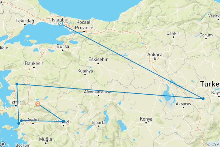 Map of Biblical Turkey Tour – 8 Days Private Group Tour