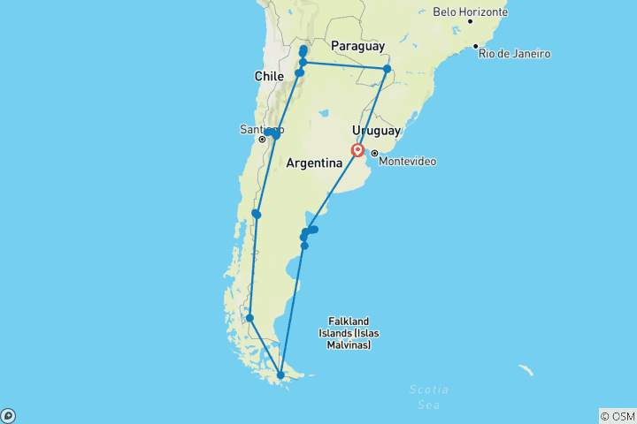 Mapa de 25 días - gran circuito Argetina