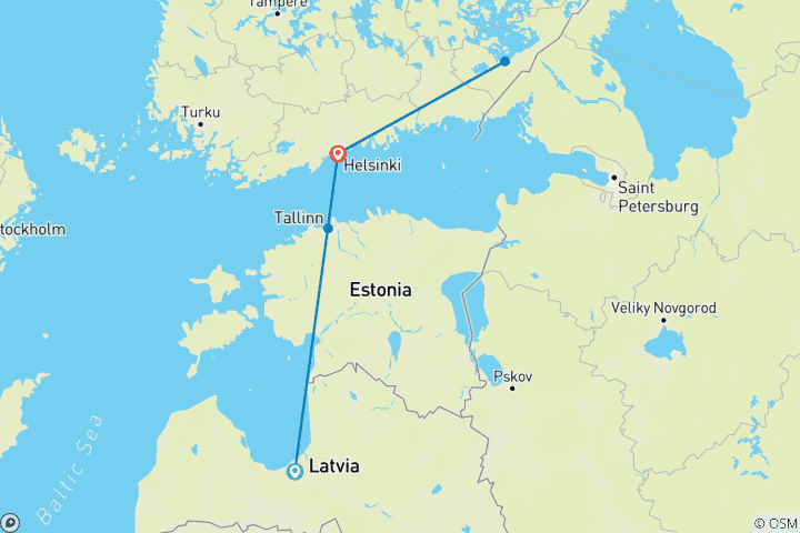 Karte von Baltische Hauptstädte