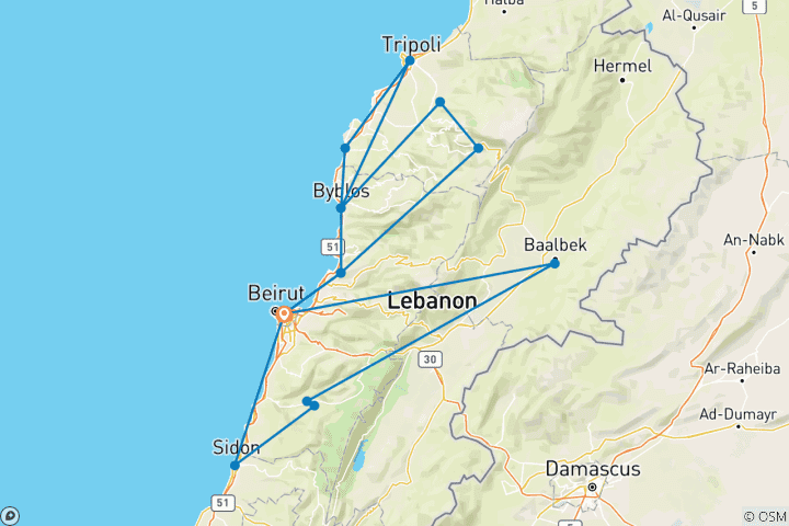 Map of Taste of Lebanon