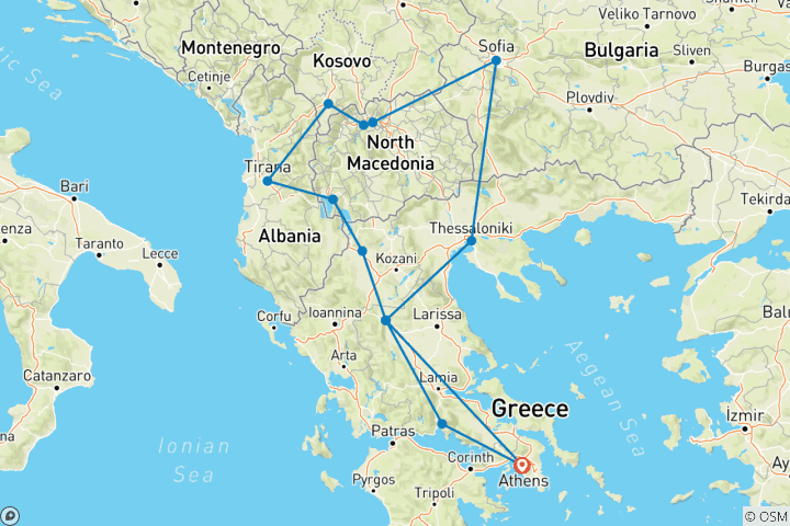 Carte du circuit L'expérience de la Grèce et des Balkans - Circuit en petit groupe