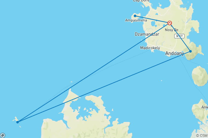 Carte du circuit Nosy Be Madagascar | Visites de l'île