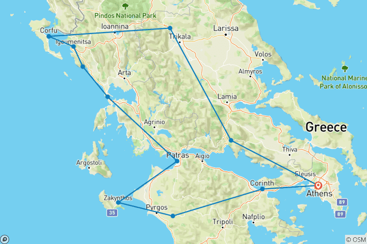 Kaart van Parels van Griekenland; Semi - Privé Tour met Toegewijde Reisleider & Auto