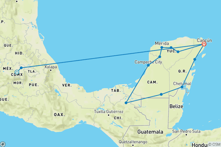 Karte von Welt der Azteken und Maya