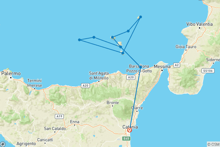 Carte du circuit Circuit des îles Éoliennes : Les 7 perles de la Sicile