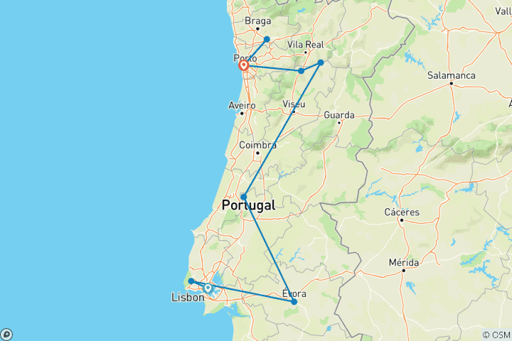 Map of Best of Lisbon and the North with a Douro Valley Luxury Cruise