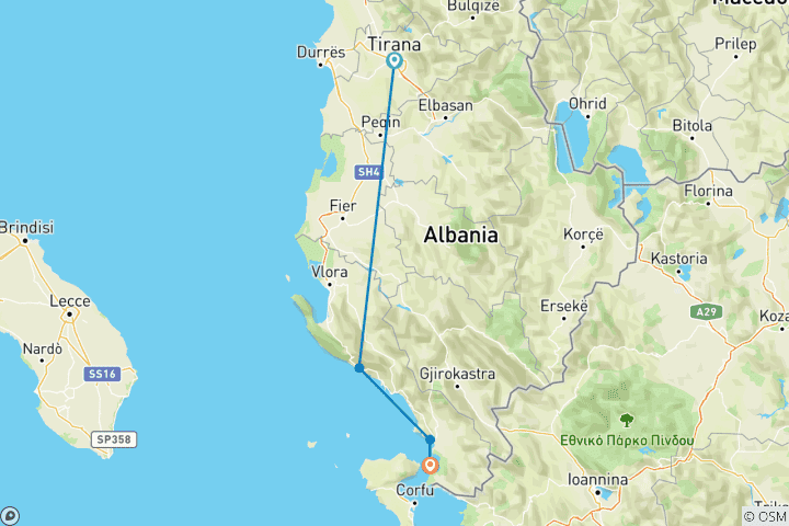 Mapa de 6 Días de Excursiones y Actividades en la Riviera Albanesa