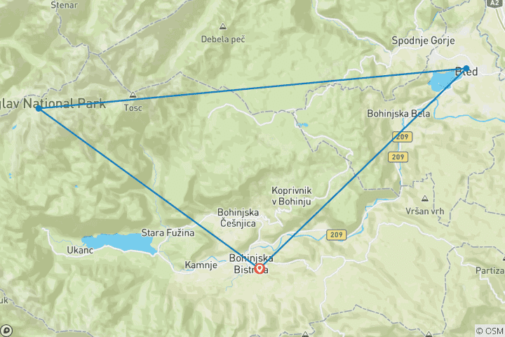 Map of Lake Bled and Lake Bohinj Walk