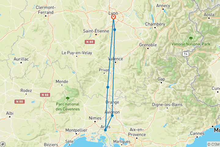 Karte von Rhône Route Rendez-vous 2026