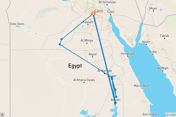 Map of Egypt Treasures (Cairo, Aswan, Luxor, Felucca sailing ,black &white desert safari)