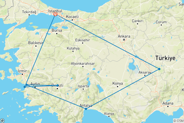 Mapa de 10 días maravillas de Turquía