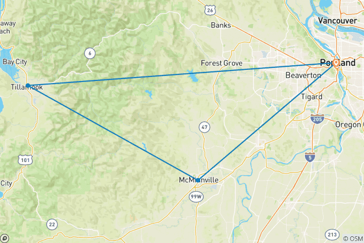 Karte von Oregon Küste und Willamette Valley