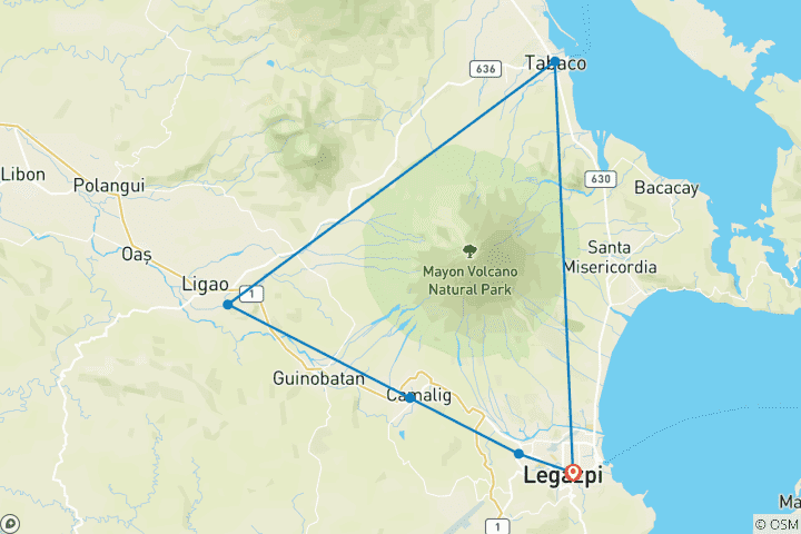 Map of Ausblicke auf Vulkane und verborgene Farbtöne: 3D2N in Albay Philippinen