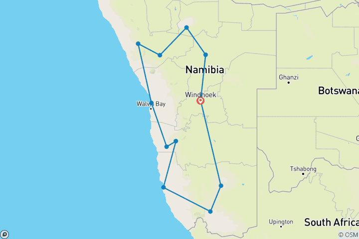 Mapa de Namibian Explorer 2026 - Viajes Explorador y Clásicos