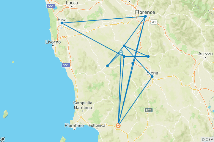 Map of Discover Tuscany: Culture, Food & Wine