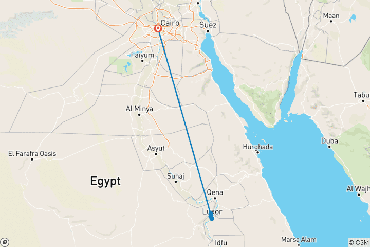 Carte du circuit Visite époustouflante d'une journée à Louxor : Felucca Nil, temple de Louxor et rive ouest du Caire en avion