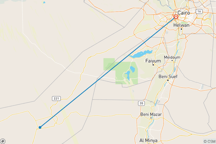 Carte du circuit 3 jours d'aventure dans le désert blanc et noir au départ du Caire