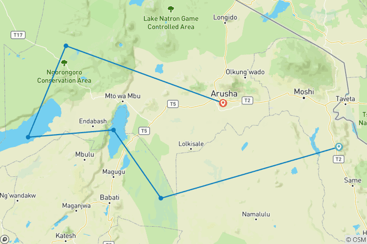 Karte von Tansania Wildlife Cultural Extravaganza Luxus Safari