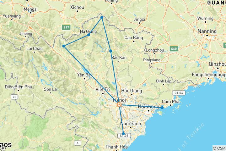 Carte du circuit Au nord du Vietnam en 12 jours