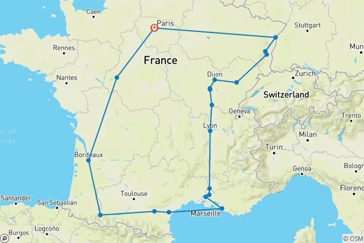 Map of Dreaming of France and Alsace (20 destinations)