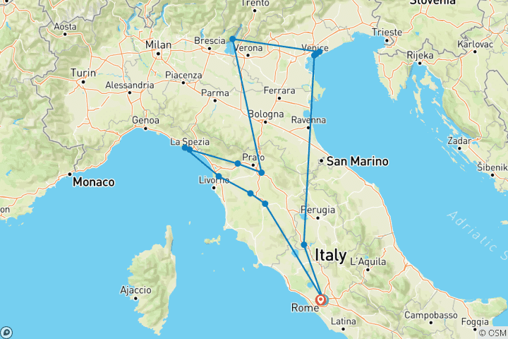 Carte du circuit Le goût de l'Italie