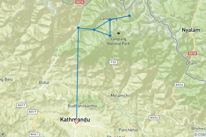 Karte von Yala Peak Trekking