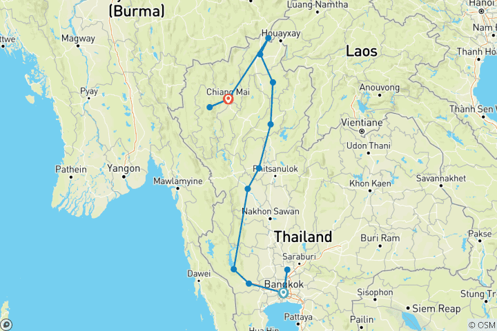 Mapa de Explorador Tailandia 10 días 9 noches