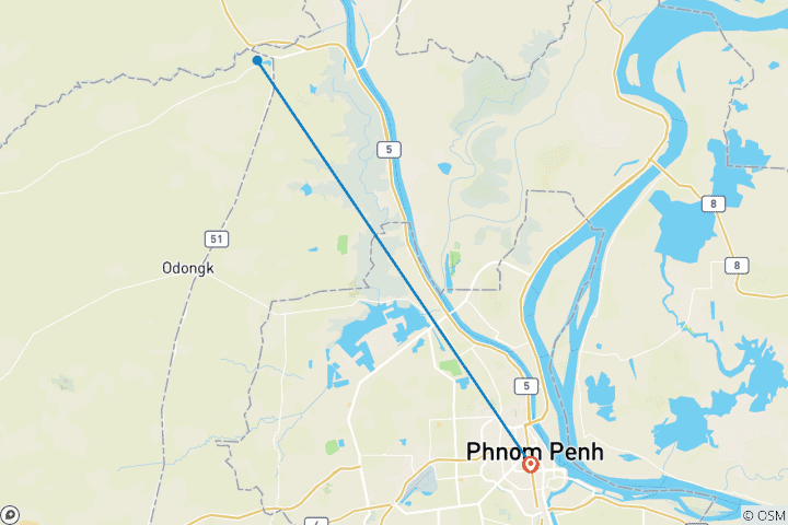 Kaart van Phnom Penh & Oudong Heritage Discovery Privé Dagtour