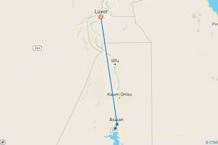 Karte von Tage Privatreiseausflug zu den Highlights von Assuan & dem nubischen Dorf von Luxor mit dem Bahnreise
