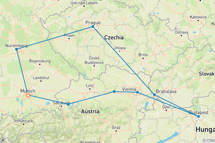 Carte du circuit Saveurs d'Europe de l'Est