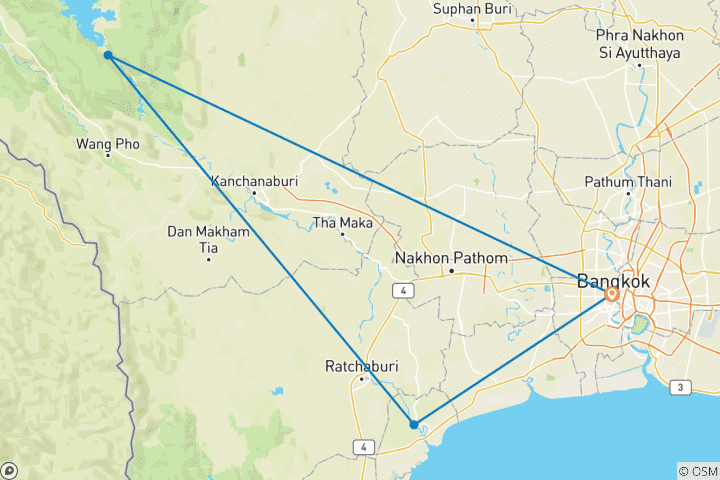 Carte du circuit Escapade à Bangkok, y compris le marché flottant d'Amphawa et le parc national d'Erawan - 4 jours