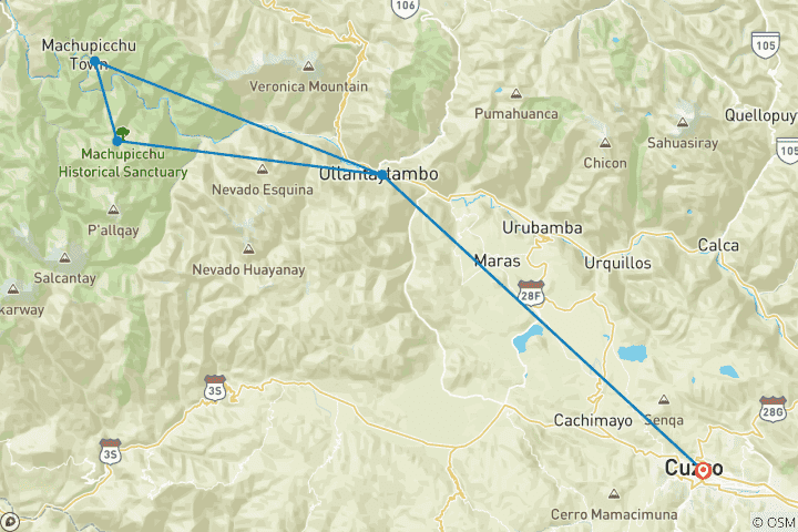 Karte von Inka-Pfad 2 Tage