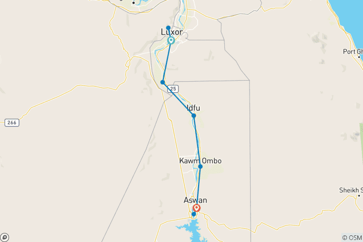 Karte von 4 Tage 3-Nächte Nilkreuzfahrt von Luxor nach Assuan