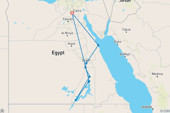 Mapa de El Cairo, Valle del Nilo y Resort en el Mar Rojo (5 estrellas) - 10 días