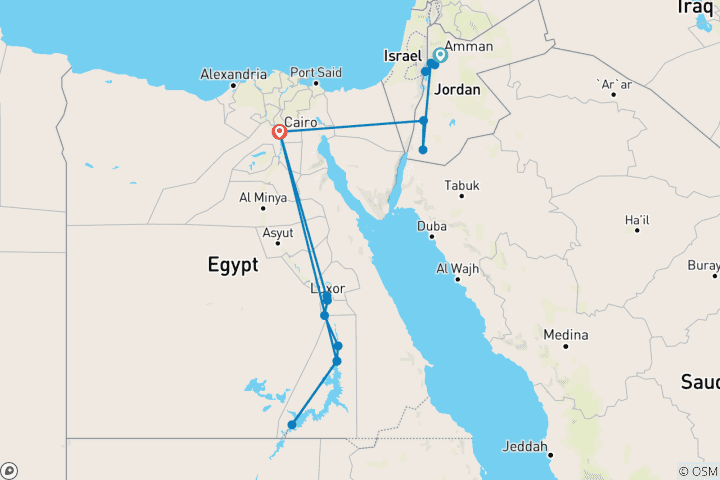 Carte du circuit Expédition Royaumes du désert et trésors du Nil