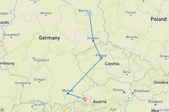 Map of Germany and Czech in 10 days (Covering Berlin, Dresden, Prague and Munich)