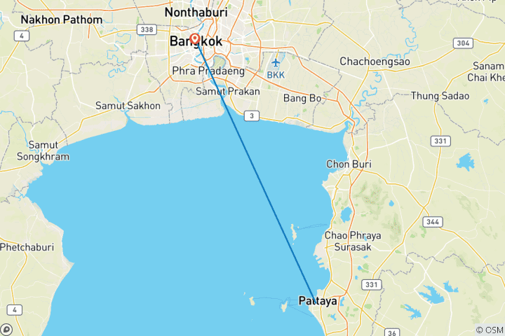 Map of Majestic Bangkok & Coastal Escape Package 6 Days - Private Tour